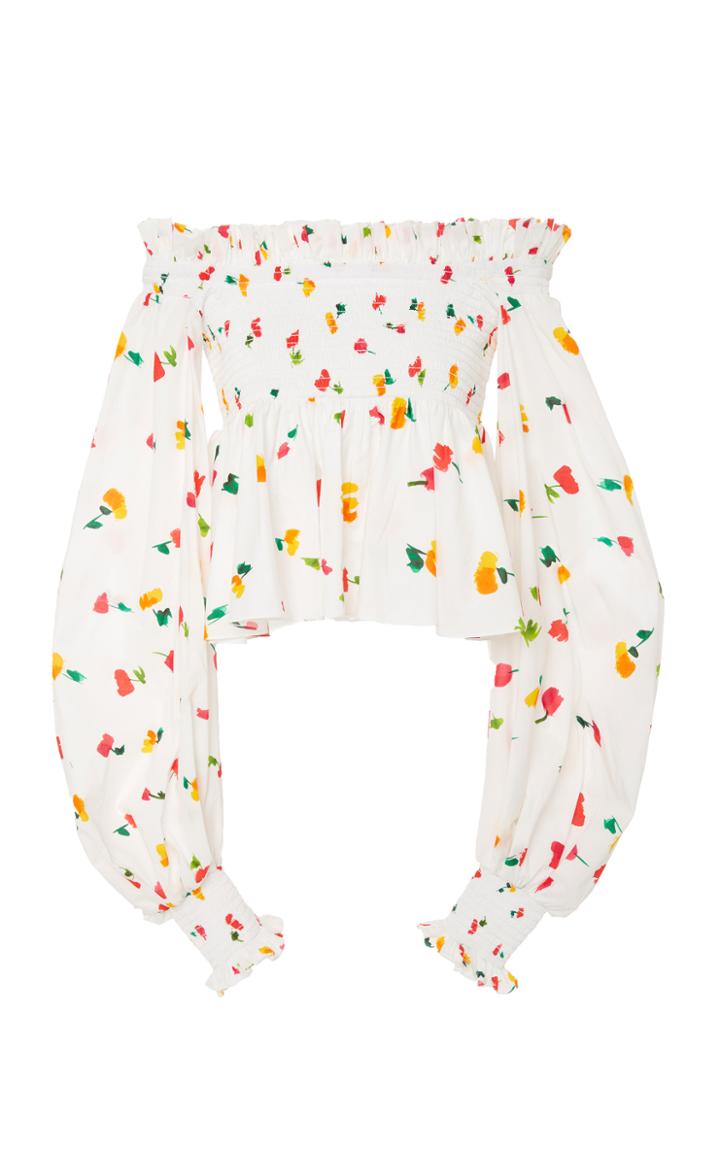 Caroline Constas Crop Kora Printed Top