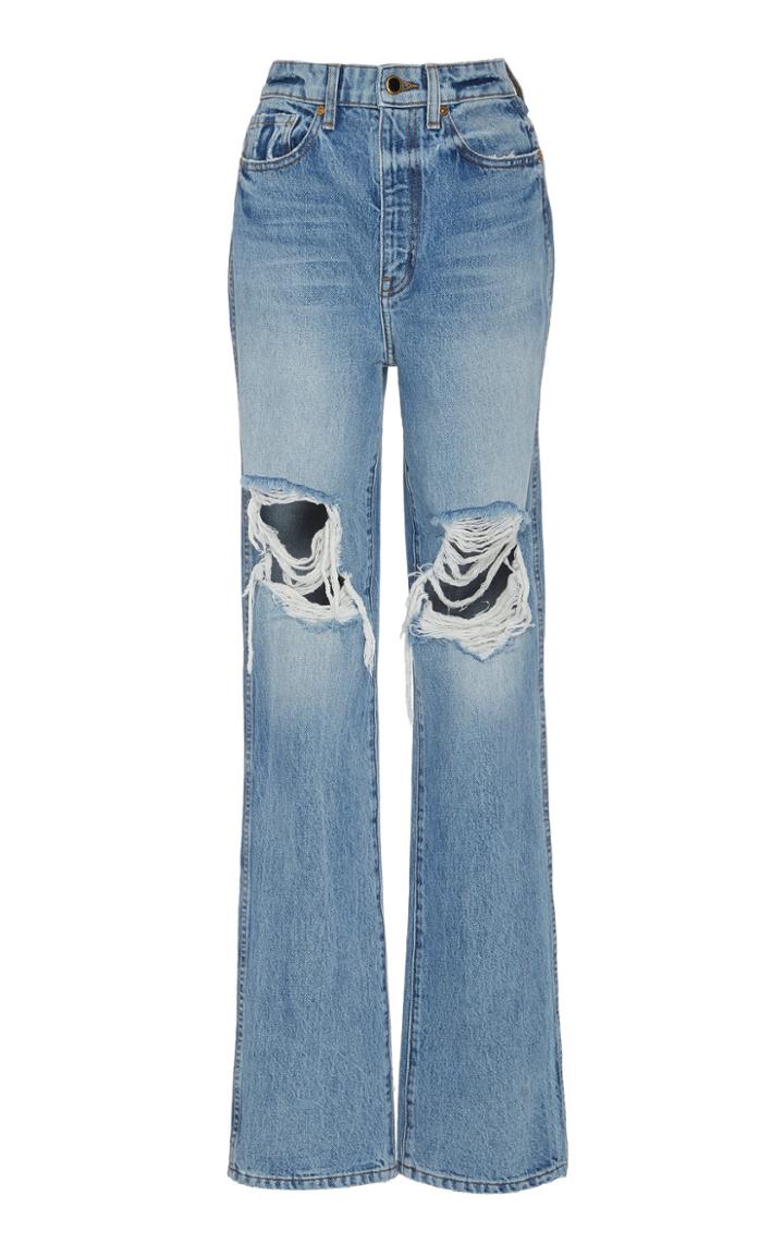 Khaite Danielle Distressed High-rise Straight-leg Jeans