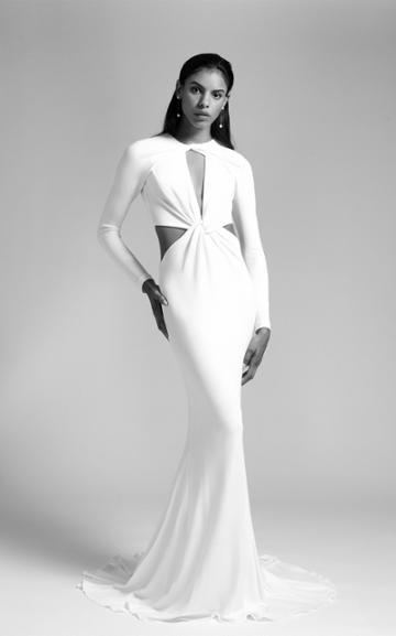 Cushnie Bridal Vanessa Long Sleeved Deep V Gown