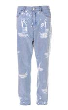 Balmain Distressed Sequined Boyfriend Jeans