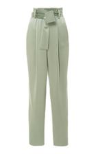 Sally Lapointe Belted High-waisted Satin Tapered Pants