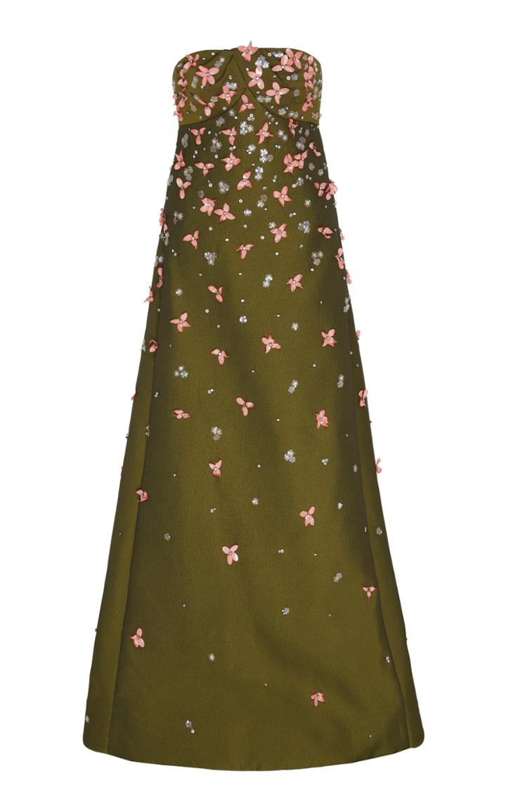 Zac Posen Gauffre Embellished Strapless Dress
