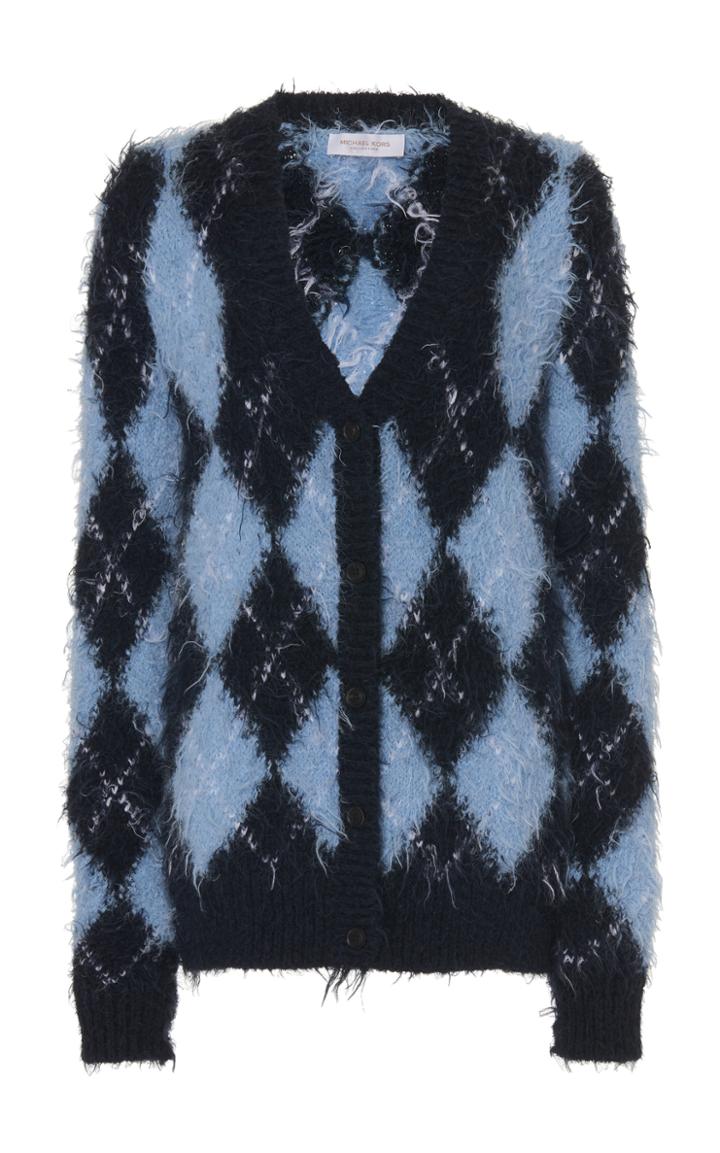 Michael Kors Collection Argyle Novelty Cotton Cardigan