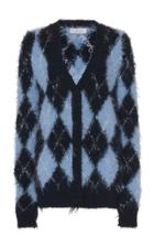 Michael Kors Collection Argyle Novelty Cotton Cardigan
