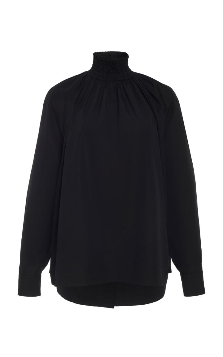 Prada Smocked Cotton High Neck Top