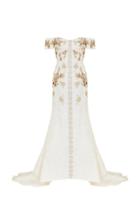 Razan Alazzouni Embellished Jacquard Off The Shoulder Gown