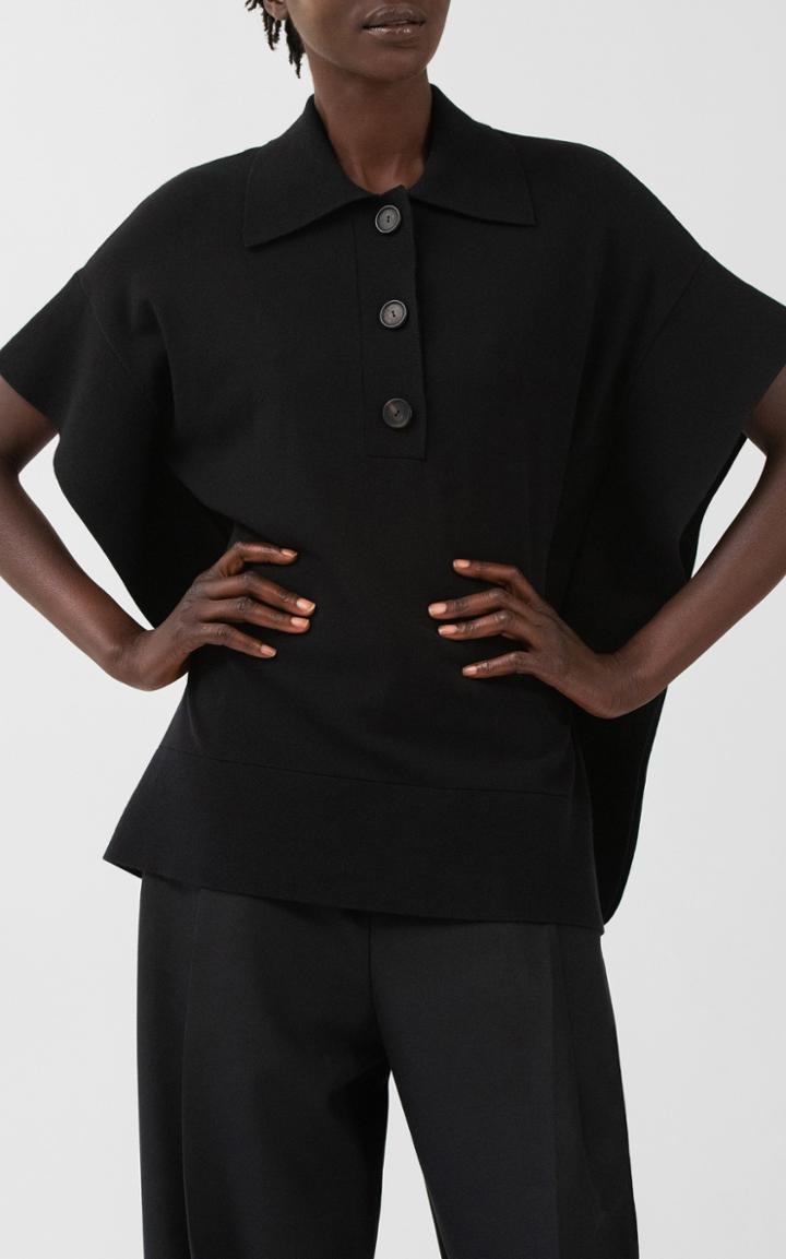 Moda Operandi Co Flounce Hem Polo Knit