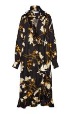 Moda Operandi Victoria Beckham Floral-print Ruffled Silk Dress Size: S