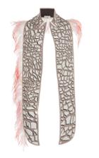 Mary Katrantzou Feather-embellished Giraffe-print Faux Leather Shawl