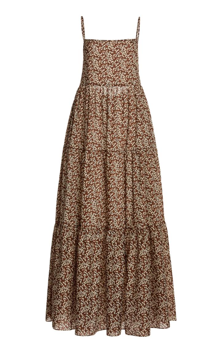 Moda Operandi Matteau Floral Cotton Voile Tiered Maxi Dress