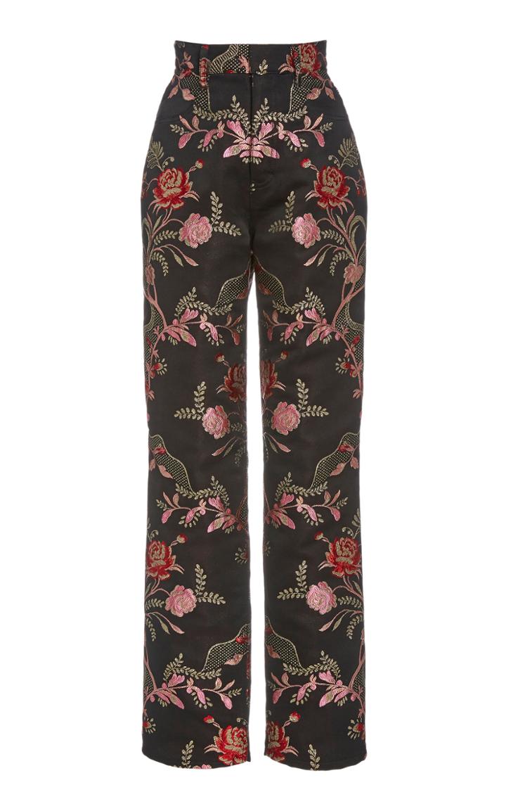 Moda Operandi Rodarte Metallic Floral Jacquard Straight-leg Trousers