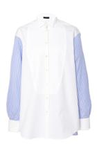 Escada Cotton Contrast Stiped Tuxedo Shirt