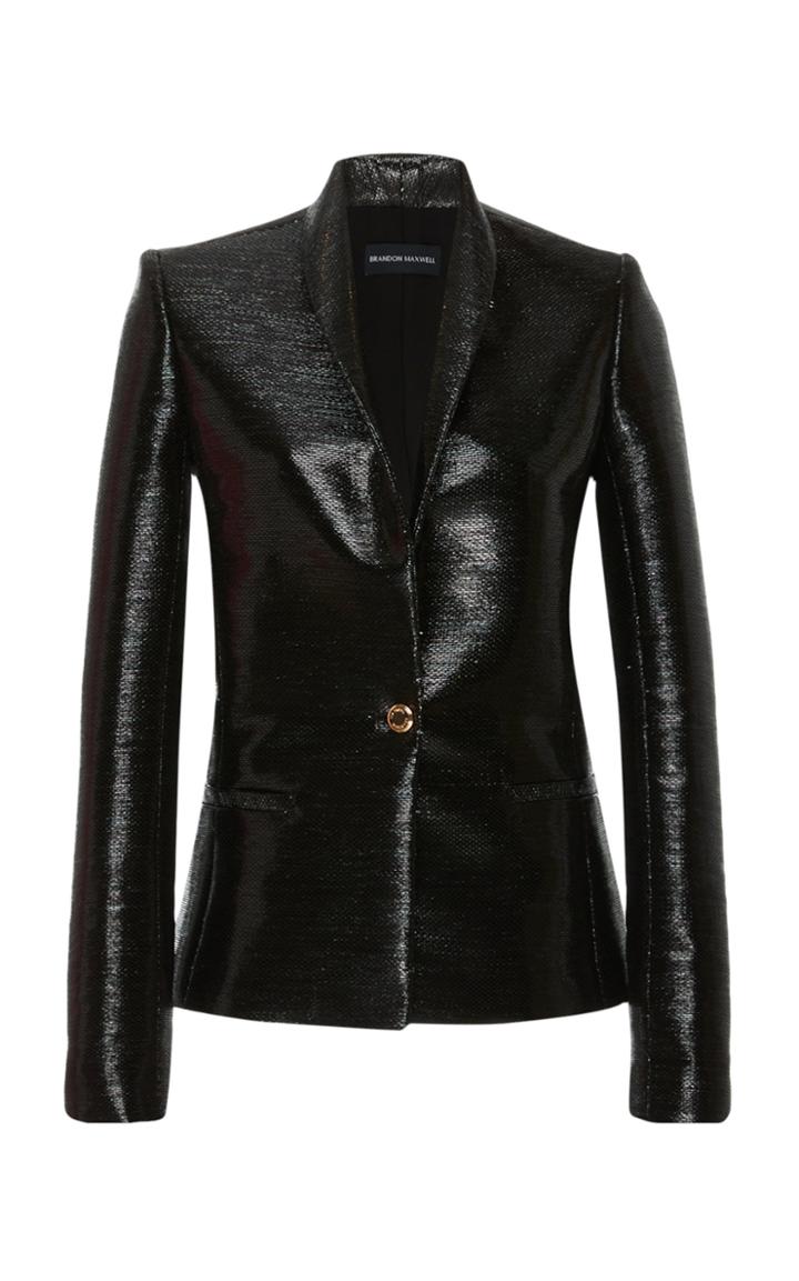 Brandon Maxwell Black Lurex Raffia Jacket