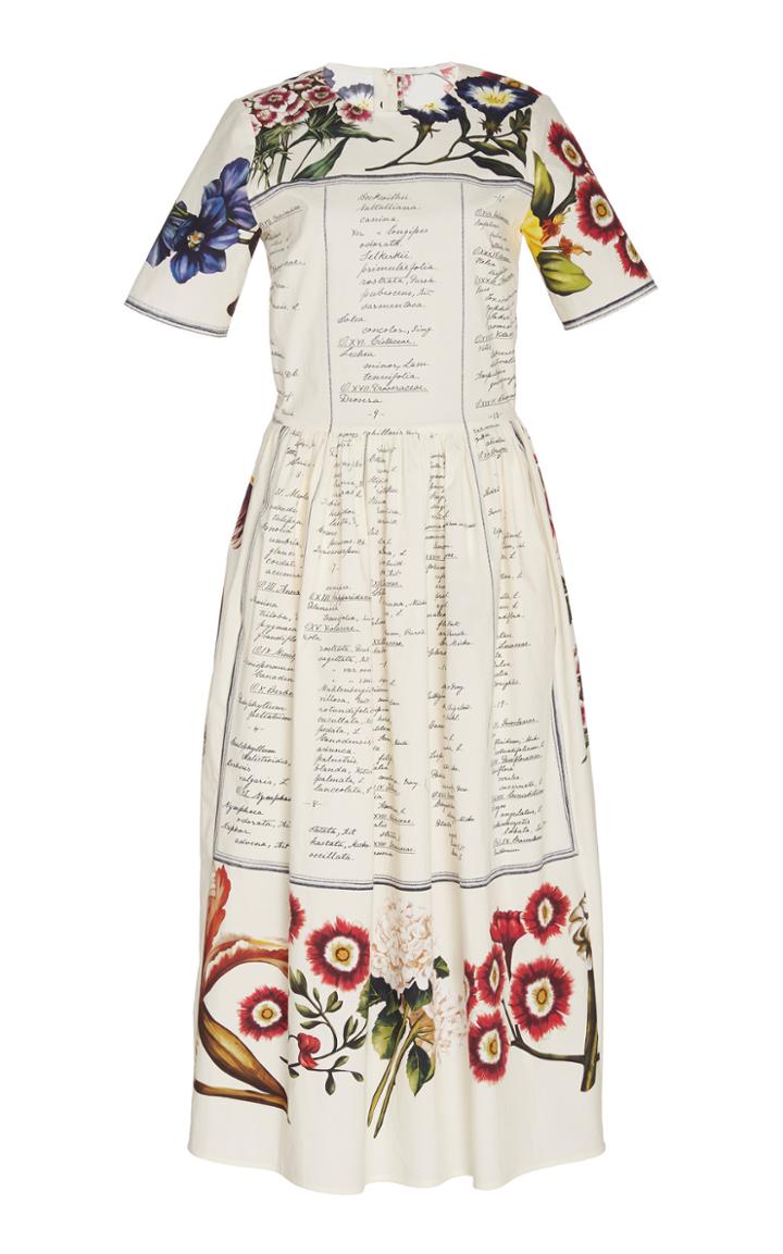 Oscar De La Renta Patterned Cotton Midi Dress
