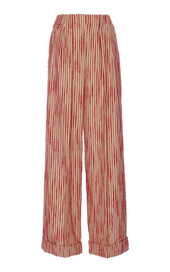 Rosie Assoulin Patterned Cotton-poplin Wide-leg Pants