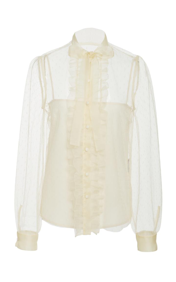 Red Valentino Romantic Ruffle Mesh Blouse