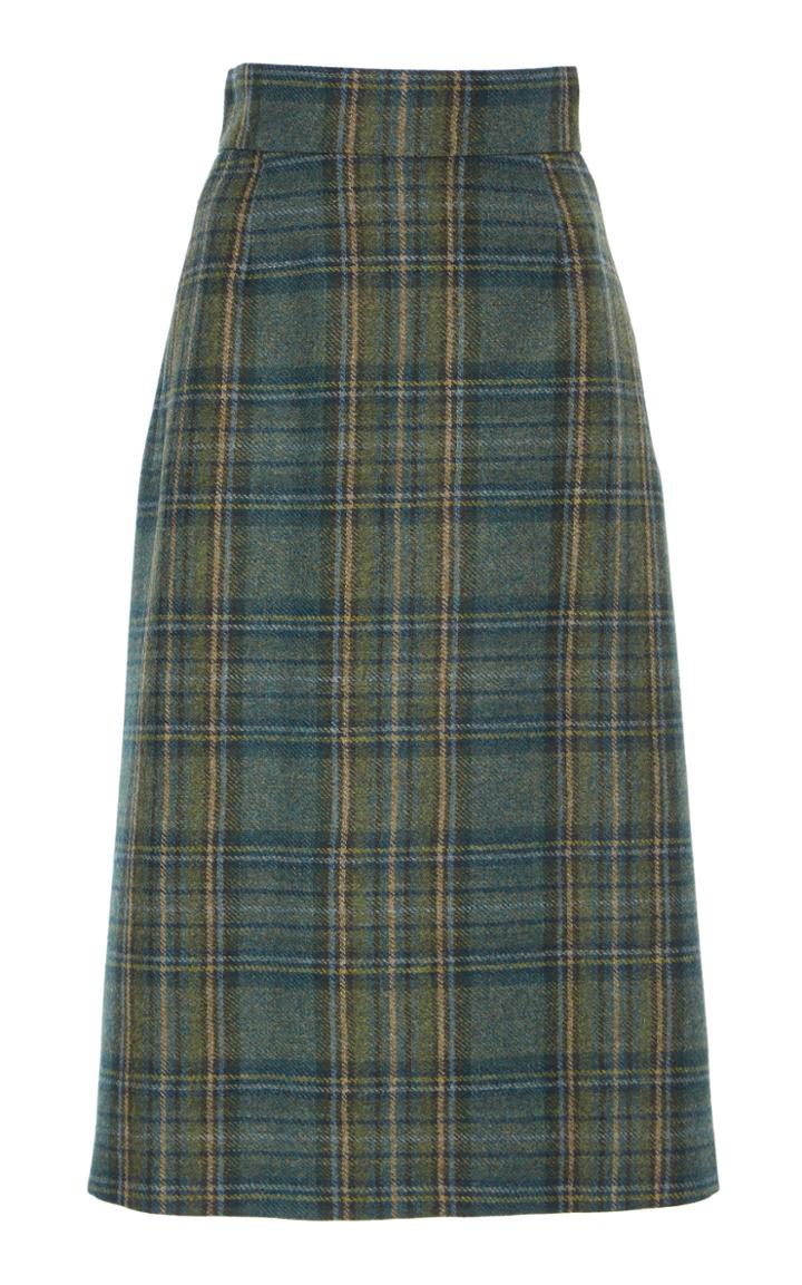 Luisa Beccaria Plaid Virgin Wool Skirt