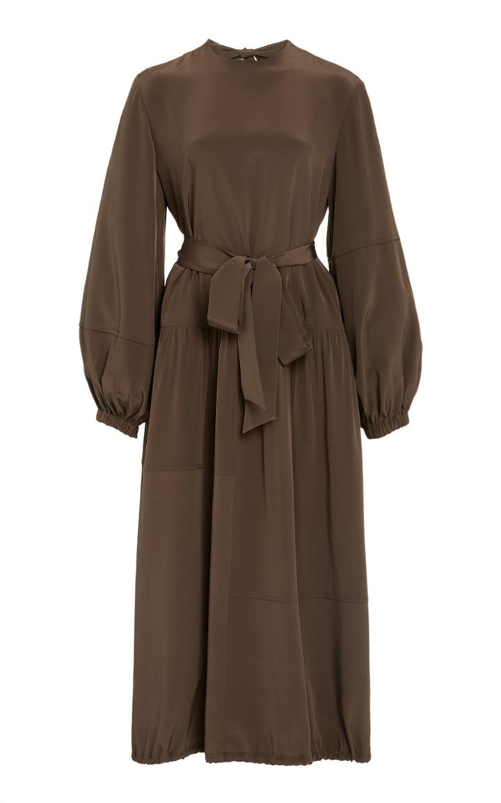 Tibi Parachute Belted Silk Dress