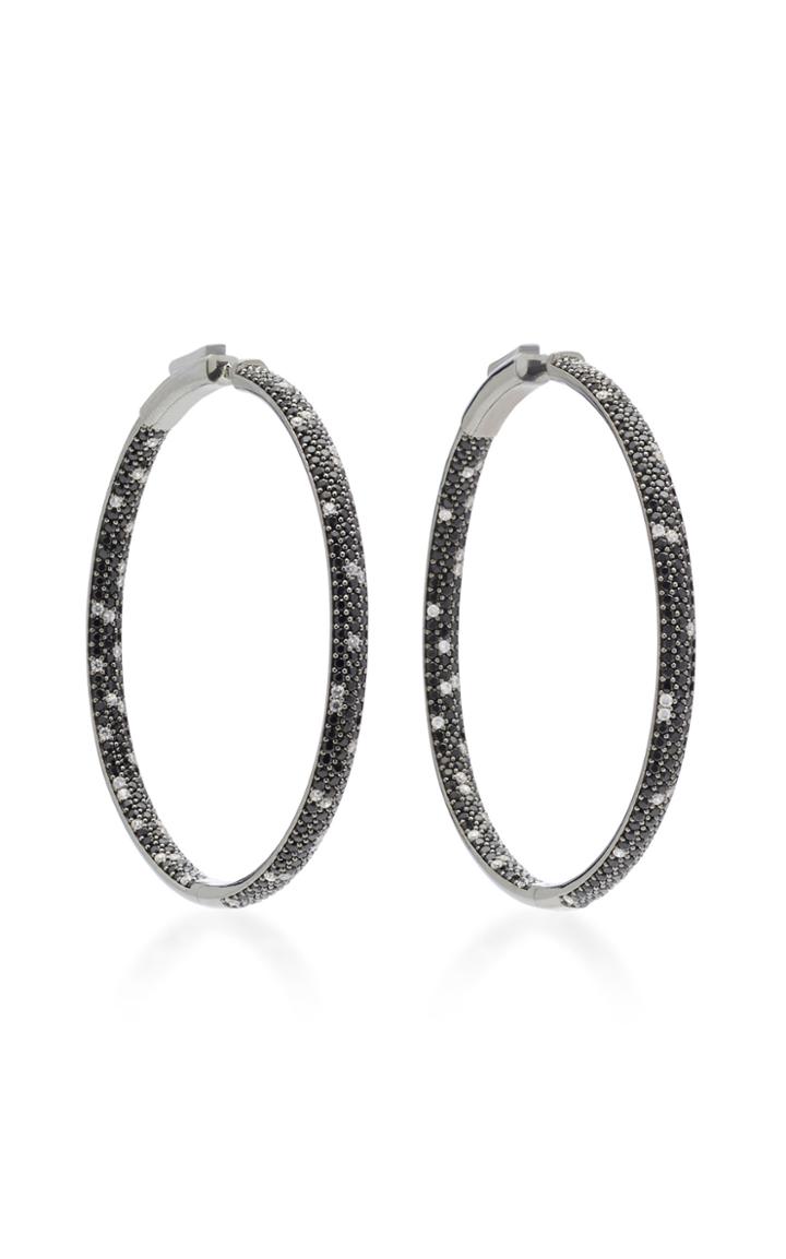 Nickho Rey Rhodium-plated Stone Hoop Earrings