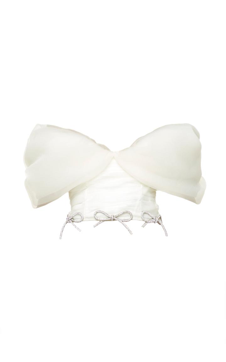 Moda Operandi Mach & Mach Bow-detailed Silk Organza Crop Top