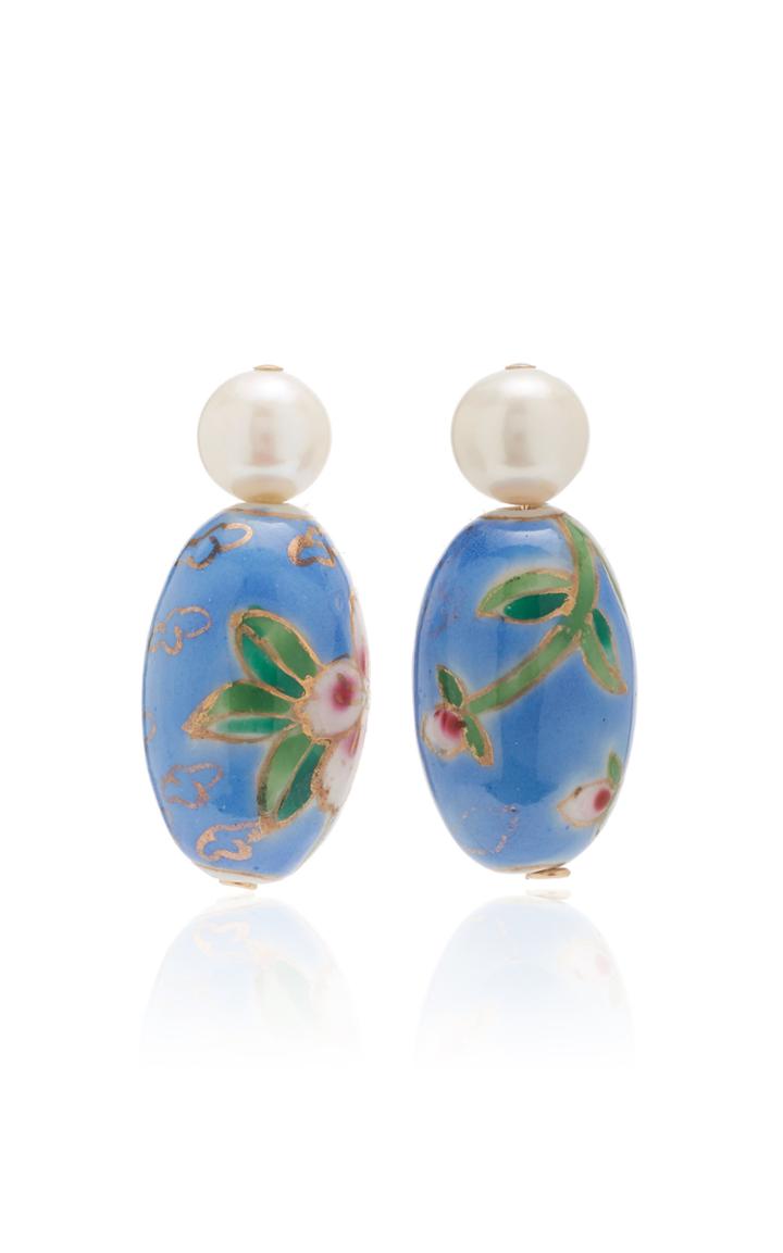 Moda Operandi Nst Studio Floral Porcelain & Pearl Earrings