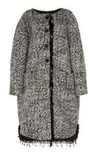 Rochas Beaded Boucle Collarless Coat