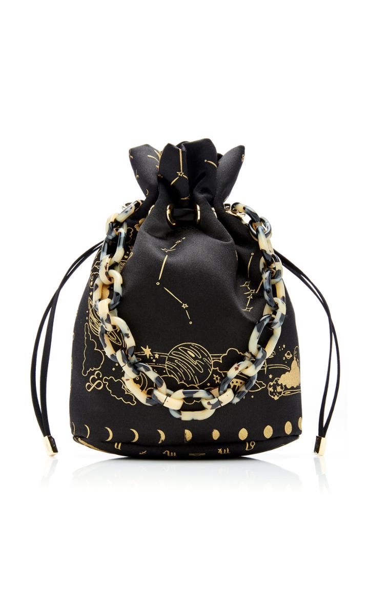 Edie Parker Shorty Space-printed Satin Bag