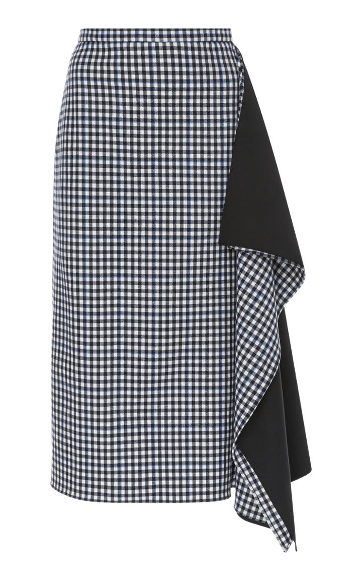 Tibi Asymmetrical Gingham Skirt