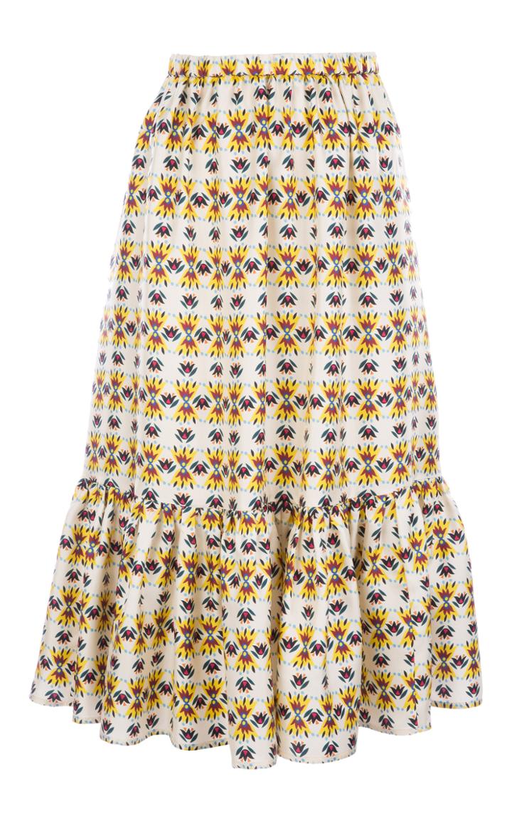 Moda Operandi La Doublej Cecilia Printed Silk Skirt