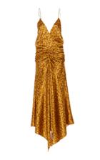 Jonathan Simkhai Asymmetric Ruched Printed Silk Maxi Dress