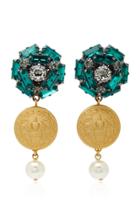Dolce & Gabbana Embossed Gold-plated Crystal Drop Earrings