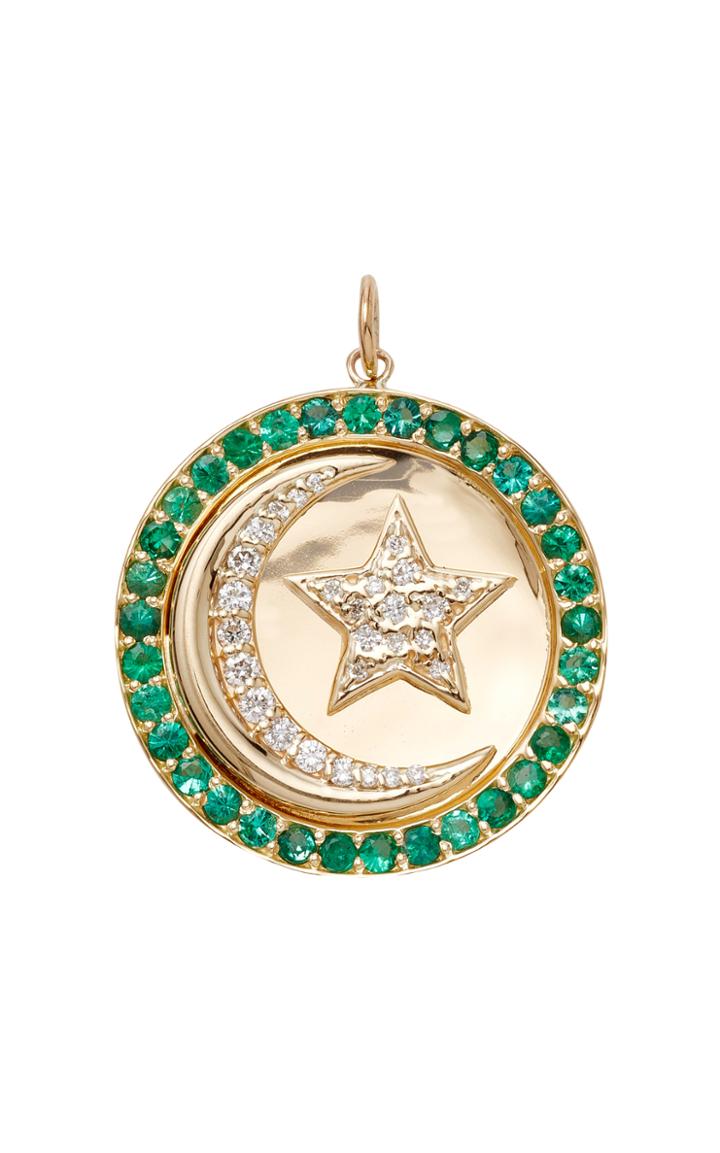Emily & Ashley Emerald Charm With Diamond Moon And Stars