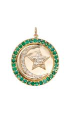 Emily & Ashley Emerald Charm With Diamond Moon And Stars
