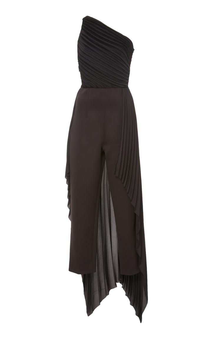 Solace London Winne Pleated Wrap-effect Skirt-overlay Jumpsuit