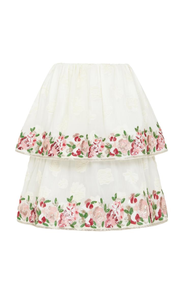 Razan Alazzouni Embellished Two Tier Short Skirt