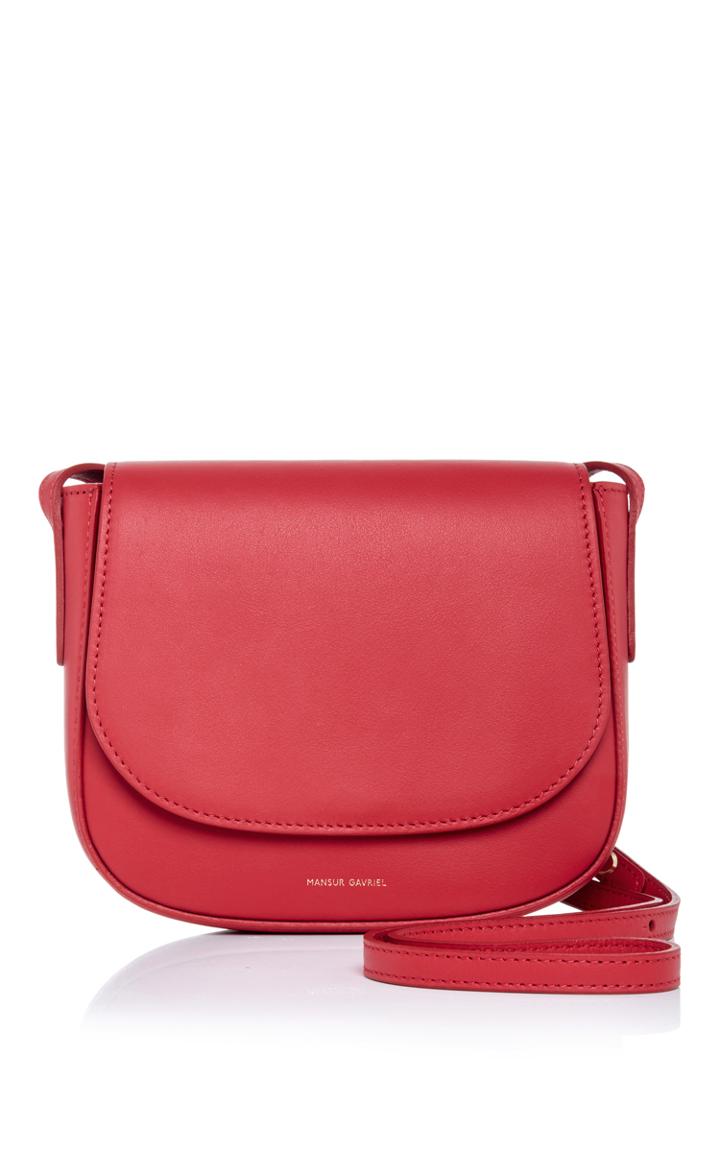 Mansur Gavriel Calf Leather Mini Crossbody Bag In Flamma With Flamma