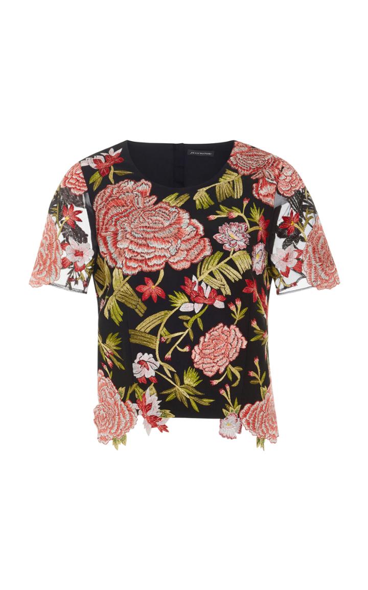 Josie Natori Short Sleeve Floral Top