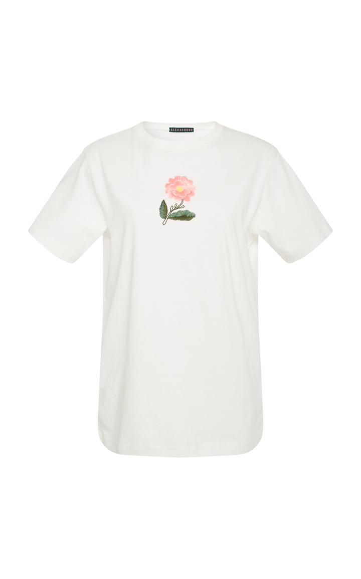 Alexachung Embroidered Flower Cotton T-shirt