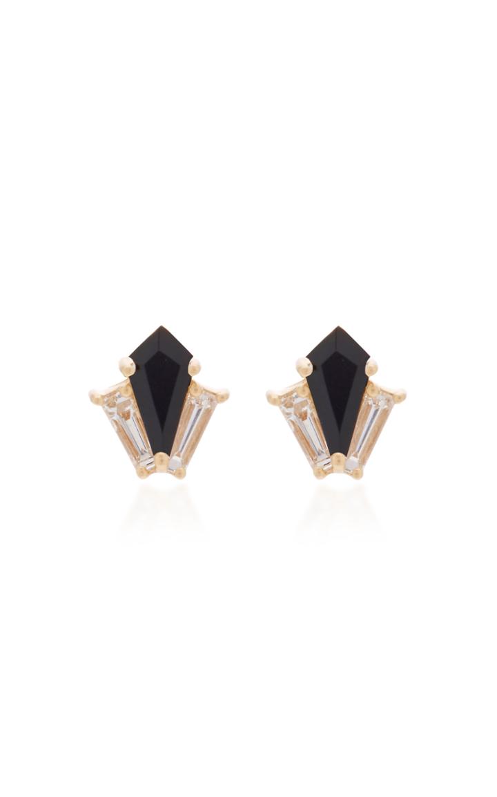 Doryn Wallach Dorothy Black Onyx Diamond Stud Earrings