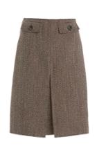 Moda Operandi Victoria Beckham Pleated Mlange Woven Knee-length Skirt