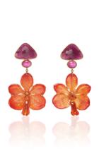 Bahina 18k Gold Pink Sapphire Ruby And Orchid Earrings