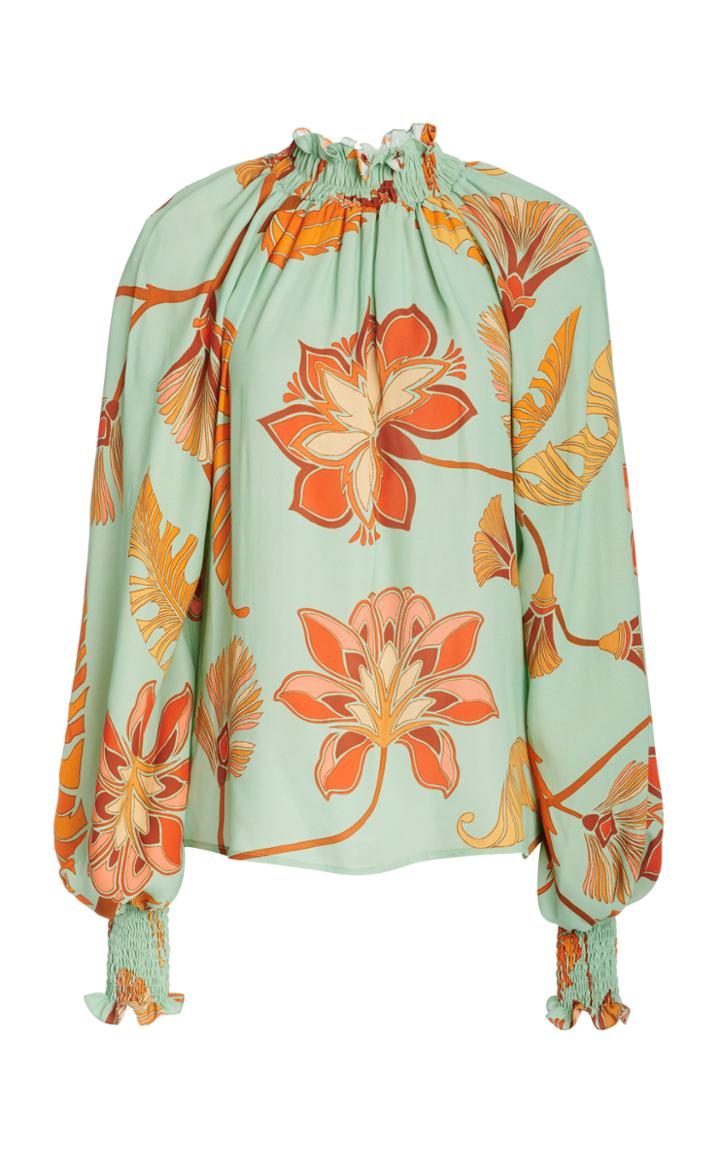 Moda Operandi Johanna Ortiz Limerencia Pleated Crepe Blouse