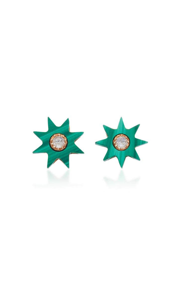 Colette Jewelry Starburst 18k Rose Gold Agate And Diamond Earrings