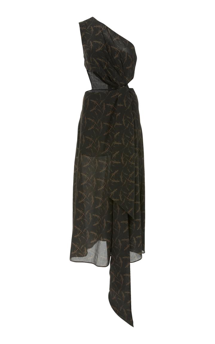 Zeynep Aray One Shoulder Printed Silk Dress