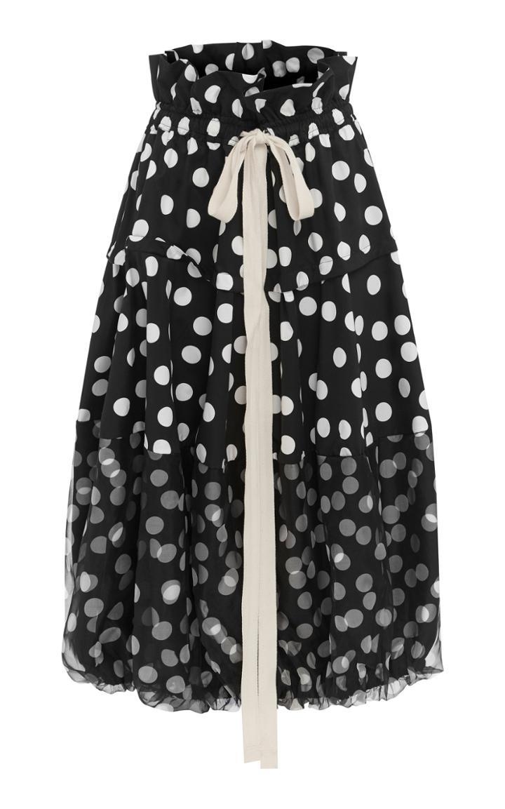 Lee Mathews Cherry Polka-dot Chiffon-paneled Cotton-blend Midi Skirt S