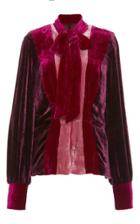 Anna Sui Vintage Velvet Magneta Color Block Jacket
