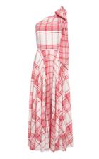 Lilli Jahilo Melody One-shoulder Plaid Gown With Pockets