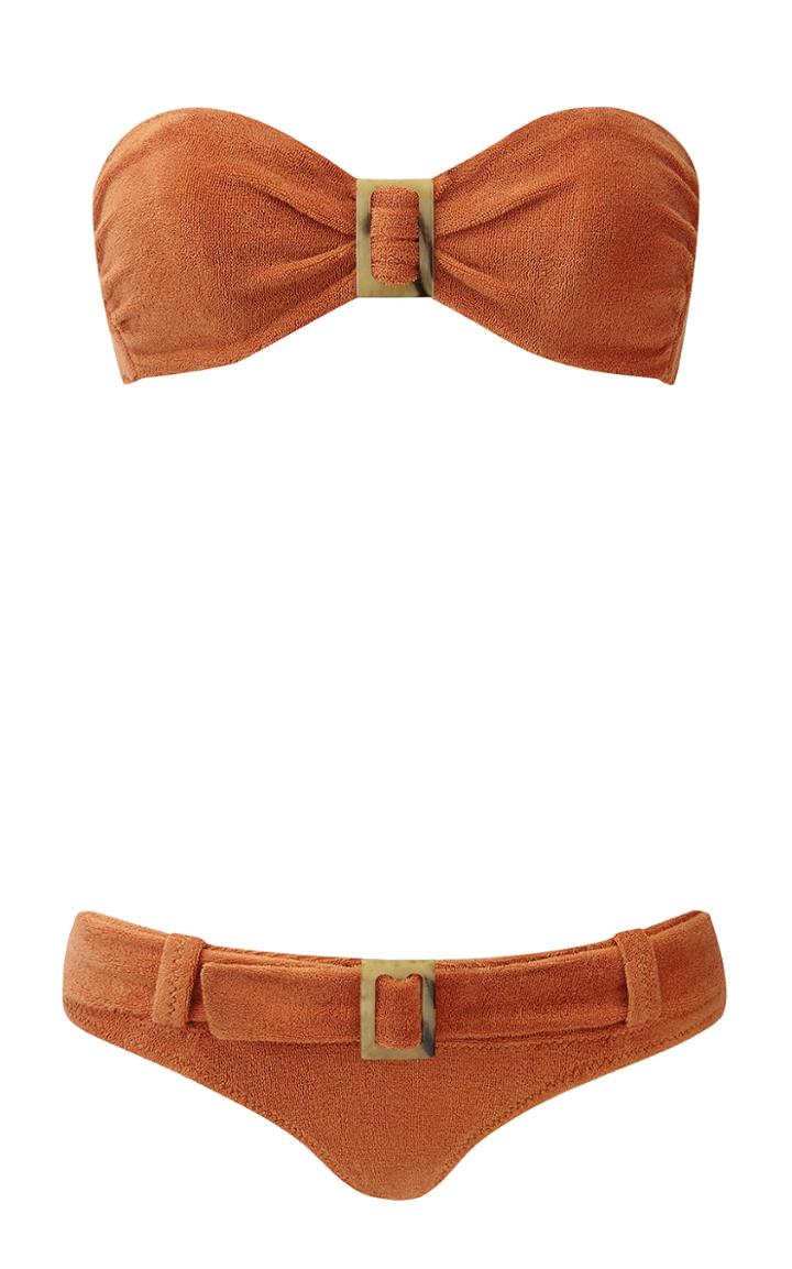 Lisa Marie Fernandez Buckled Terry Cloth Bikini