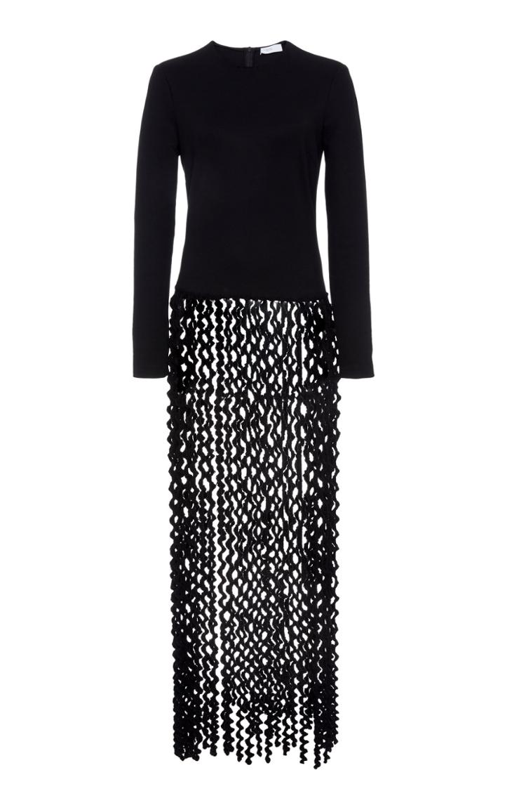 Rosetta Getty Spiral Long Sleeve Fringe Top