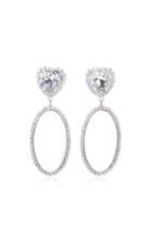 Alessandra Rich Crystal And Plexiglass Heart And Oval Earrings